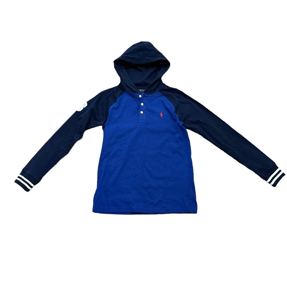 Polo Ralph Lauren Other - Polo Ralph Lauren Boys Hooded Henley Shirt Navy Royal Blue Size L 14-16